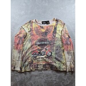 Harley Davidson Graphic Shirt Womens 1W Fit L Biker Eagle Made In USA *Read
